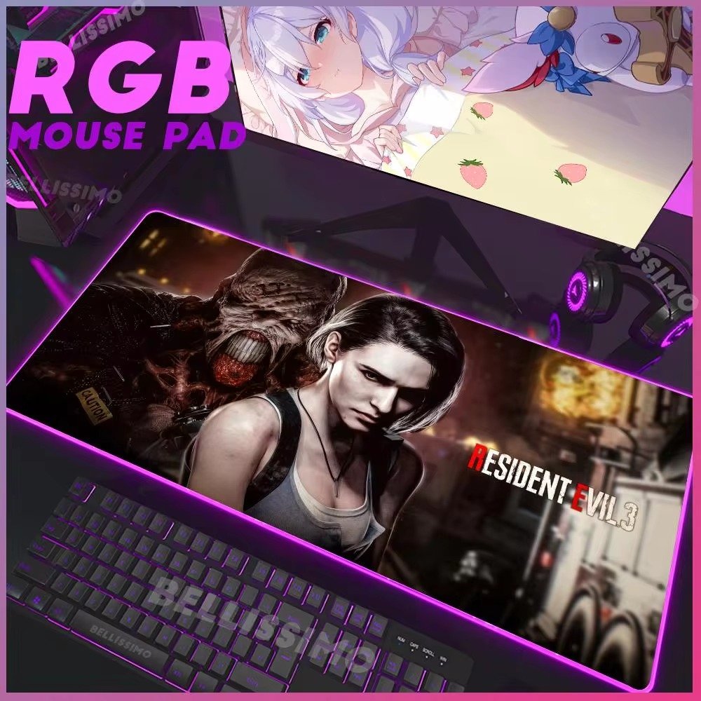 Rgb Mousepad - R_レジデント E_イービル シリーズ RGB ゲーミングマウスパッド照明テーブルマウスパッド耐久性のあるキーボードマウスマットゲームアクセサリーラップトップクッション