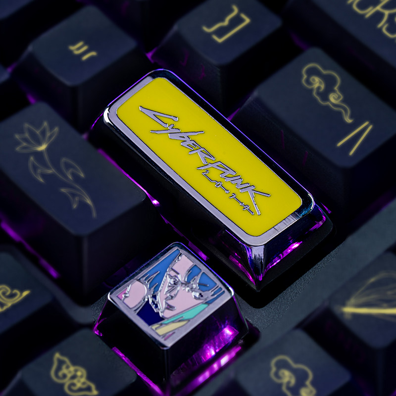 Japan Pc Gaming - アニメキーキャップサイバーパンク 2077 テーマメカニカルキーボード金属素材キーキャップ PC ゲーミングキーボードギフト
