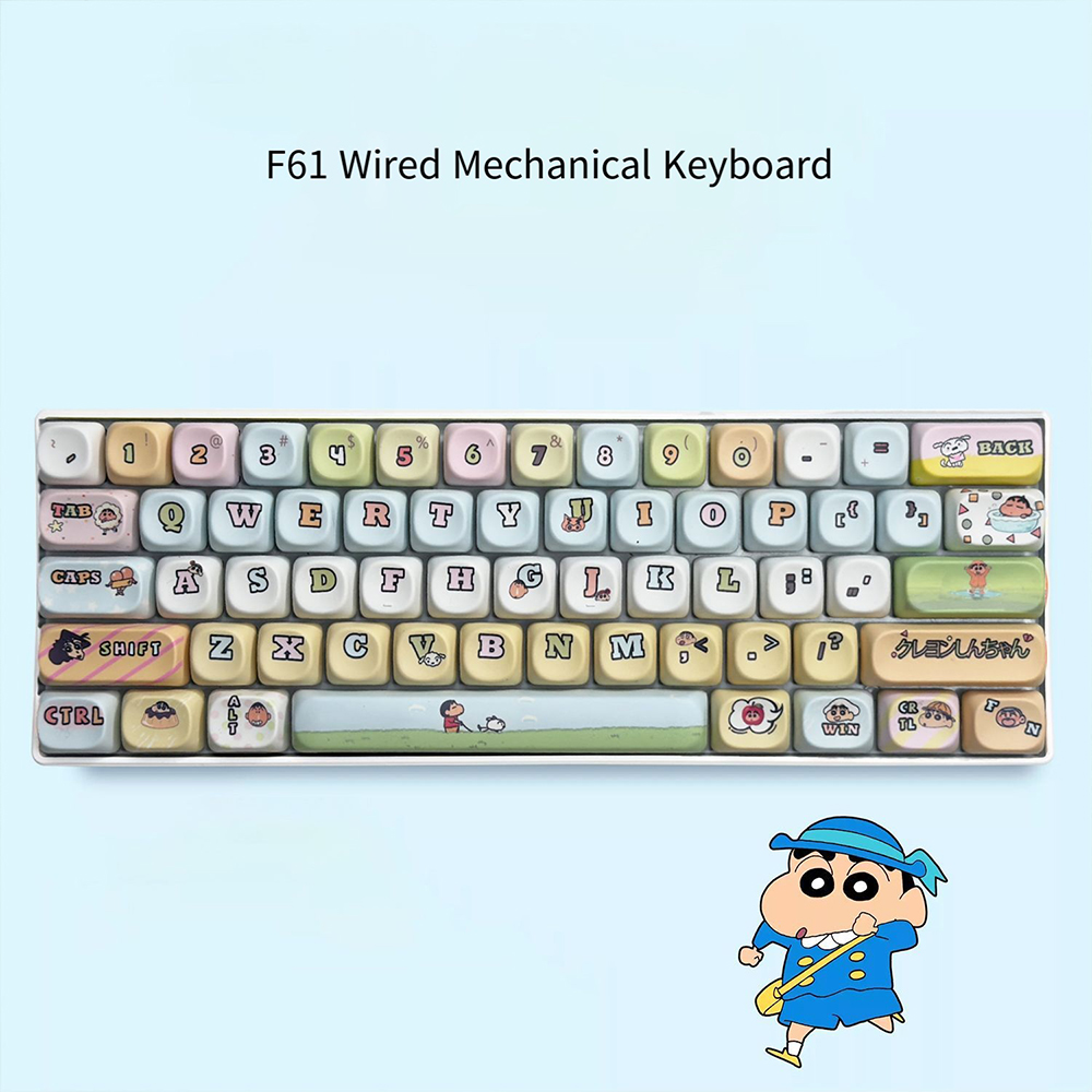 Japan Pc Gaming - クレヨンしんちゃん 61 キーメカニカルキーボード Rgb バックライト付きホットスワップ赤/青スイッチかわいい漫画ゲーミングキーボード Pc