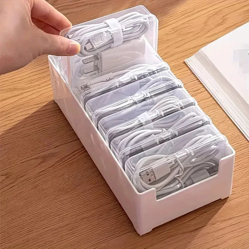 Desk Cable Organizer - データケーブルオーガナイザーボックス、巻き取り式コード収納ボックス、充電器デスクトップケーブル管理ツール、Appleケーブルオーガナイザーキット、ミニ小型