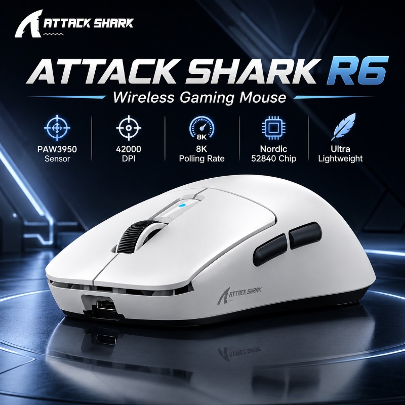 ATTACK SHARK R6 人間工学に基づいたワイヤレス - Pc Gaming X3D のレビューと価格