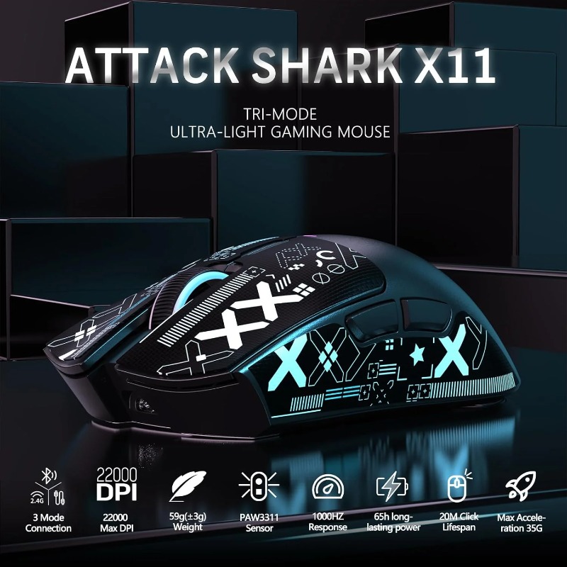 ATTACK SHARK X11 ワイヤレスゲーミングマウス - Pc Gaming X3D のレビューと価格